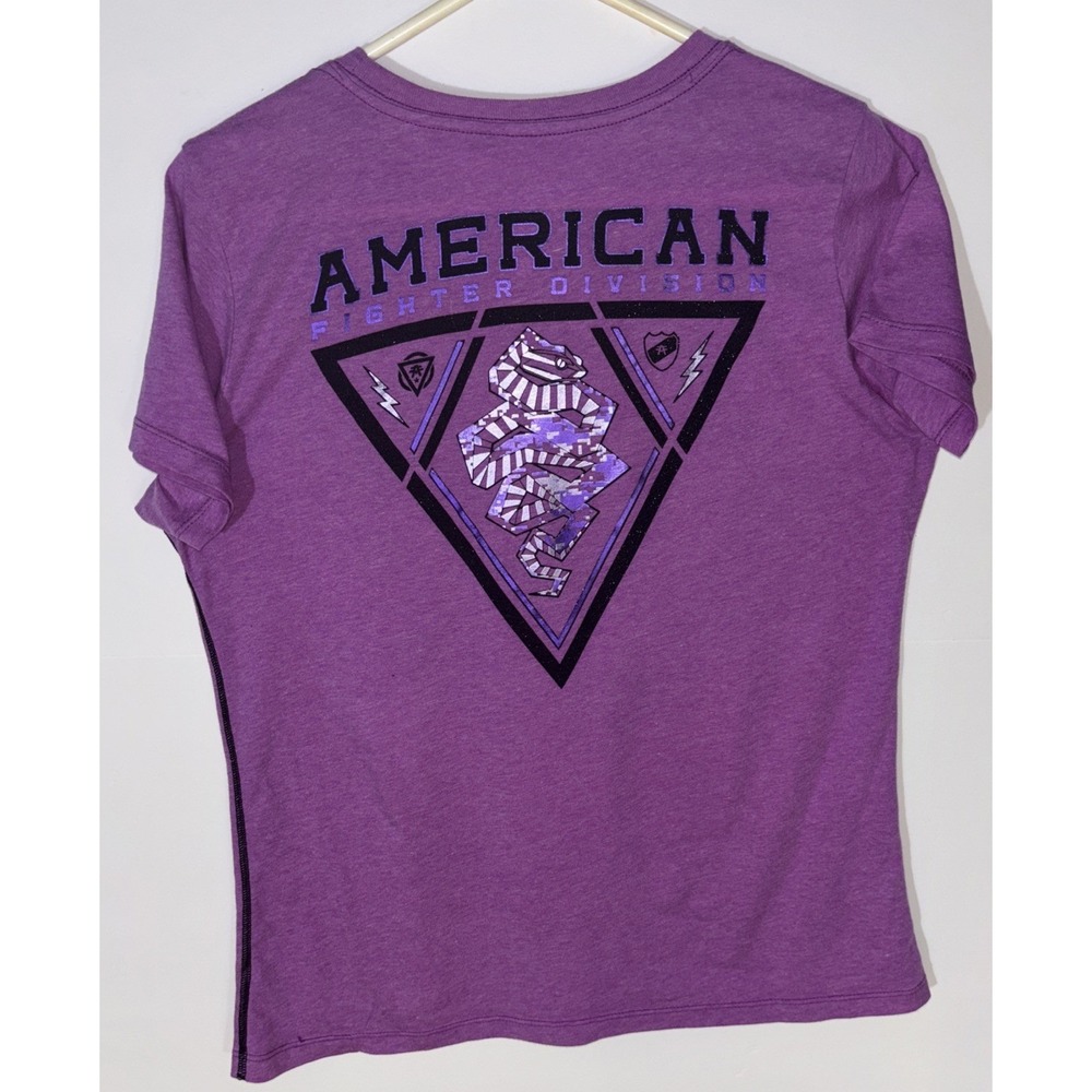 American Fighter Women Purple Snake Graphic T-Shirt XL Overcome All Odds Premium
